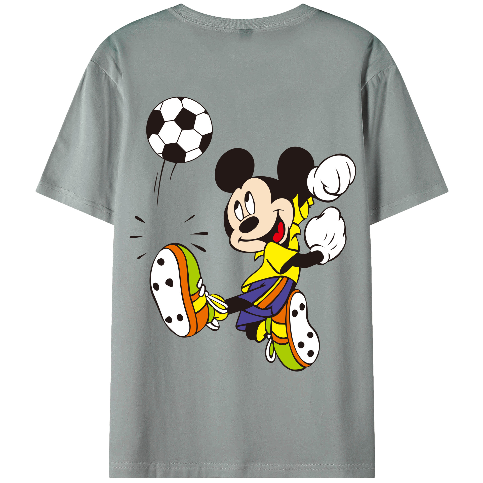 ミッキーマウス Mickey Mouse 綿100％ メンズ半袖Tシャツ（バックプリント） 通気性